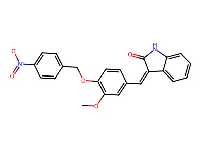 3-[[3-methoxy-4-[(4-nitrophenyl)methoxy]phenyl]methylidene]-1H-indol-2-one structure