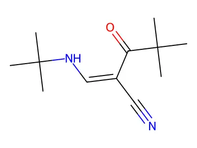 3-((Tert-butyl)amino)-2-(2,2-dimethylpropanoyl)prop-2-enenitrile structure