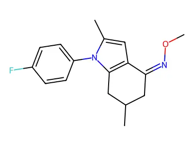 1-(4-fluorophenyl)-N-methoxy-2,6-dimethyl-6,7-dihydro-5H-indol-4-imine structure