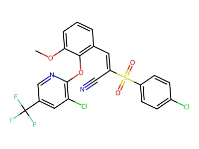 2-((4-CHLOROPHENYL)SULFONYL)-3-(2-(3-CHLORO-5-(TRIFLUOROMETHYL)(2-PYRIDYL)OXY)-3-METHOXYPHENYL)PROP-2-ENENITRILE structure