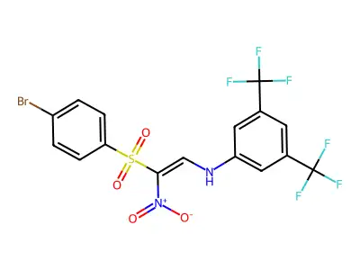2-((3,5-BIS(TRIFLUOROMETHYL)PHENYL)AMINO)-1-((4-BROMOPHENYL)SULFONYL)-1-NITROETHENE structure