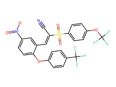 3-(5-NITRO-2-(4-(TRIFLUOROMETHYL)PHENOXY)PHENYL)-2-((4-(TRIFLUOROMETHOXY)PHENYL)SULFONYL)PROP-2-ENENITRILE structure