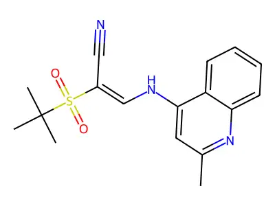 2-Tert-butylsulfonyl-3-[(2-methyl-4-quinolyl)amino]prop-2-enenitrile structure