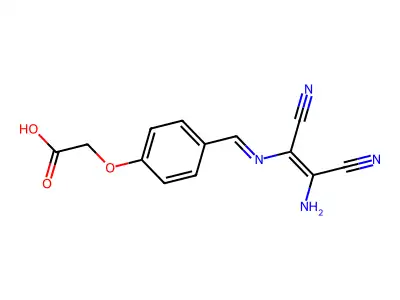 2-[4-[(2-Amino-1,2-dicyanoethenyl)iminomethyl]phenoxy]acetic acid structure