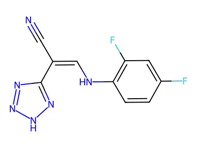 3-(2,4-difluoroanilino)-2-(2H-tetrazol-5-yl)prop-2-enenitrile structure