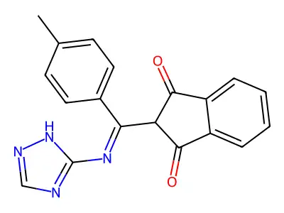2-[C-(4-methylphenyl)-N-(1H-1,2,4-triazol-5-yl)carbonimidoyl]indene-1,3-dione structure