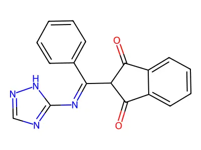 2-[C-phenyl-N-(1H-1,2,4-triazol-5-yl)carbonimidoyl]indene-1,3-dione structure