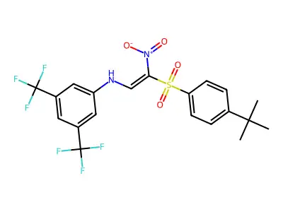 1-((4-(TERT-BUTYL)PHENYL)SULFONYL)-2-((3,5-BIS(TRIFLUOROMETHYL)PHENYL)AMINO)-1-NITROETHENE structure