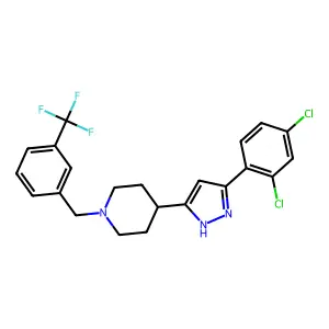4-[5-(2,4-dichlorophenyl)-1H-pyrazol-3-yl]-1-{[3-(trifluoromethyl)phenyl]methyl}piperidine structure