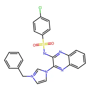 [3-(3-Benzylimidazol-3-ium-1-yl)quinoxalin-2-yl]-(4-chlorophenyl)sulfonylazanide structure