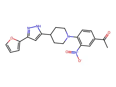 1-(4-{4-[5-(2-furyl)-1H-pyrazol-3-yl]piperidino}-3-nitrophenyl)-1-ethanone structure