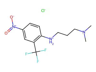 N-[3-(dimethylamino)propyl]-4-nitro-2-(trifluoromethyl)benzenaminium chloride structure
