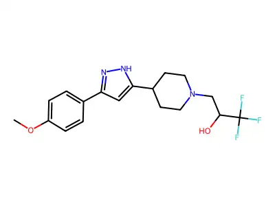 1,1,1-trifluoro-3-{4-[5-(4-methoxyphenyl)-1H-pyrazol-3-yl]piperidino}-2-propanol structure