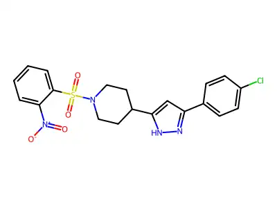 4-[3-(4-chlorophenyl)-1H-pyrazol-5-yl]-1-(2-nitrophenyl)sulfonylpiperidine structure