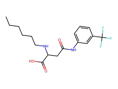 2-(Hexylamino)-4-oxo-4-[3-(trifluoromethyl)anilino]butanoic acid structure