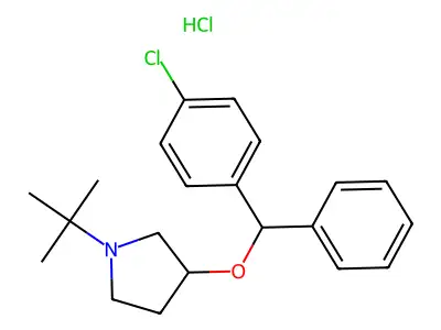 Pyrrolidine, 1-tert-butyl-3-(p-chloro-alpha-phenylbenzyloxy)-, hydrochloride structure