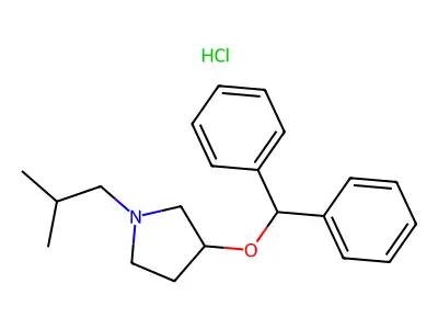 Pyrrolidine, 3-(diphenylmethoxy)-1-isobutyl-, hydrochloride structure