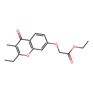 Acetic acid, ((2-ethyl-3-methyl-4-oxo-4H-1-benzopyran-7-yl)oxy)-, ethyl ester structure