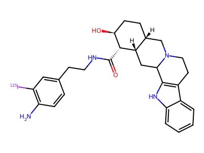 17-Hydroxy-20-yohimban-16-(N-4-amino-3-iodophenethyl)carboxamide structure