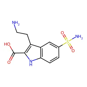 3-(2-aminoethyl)-5-sulfamoyl-1H-indole-2-carboxylic acid structure