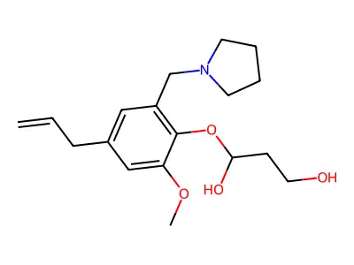 1,3-Propanediol, 3-(4-allyl-2-methoxy-6-(1-pyrrolidinylmethyl)phenoxy)- structure