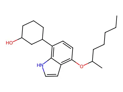 4-(2-Heptyloxy)-7-(3-hydroxycyclohexyl)indole structure