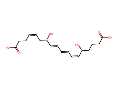 (7R,14S)-7,14-Dihydroxyoctadeca-4,8,10,12-tetraenedioic acid structure