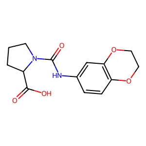 (2S)-1-[(2,3-dihydro-1,4-benzodioxin-6-yl)carbamoyl]pyrrolidine-2-carboxylic acid structure