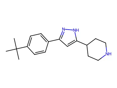 4-[3-(4-tert-butylphenyl)-1H-pyrazol-5-yl]piperidine structure