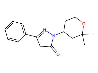 2-(2,2-dimethyloxan-4-yl)-5-phenyl-4H-pyrazol-3-one structure