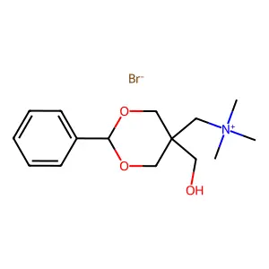 Ammonium, ((5-(hydroxymethyl)-2-phenyl-m-dioxan-5-yl)methyl)trimethyl-, bromide structure