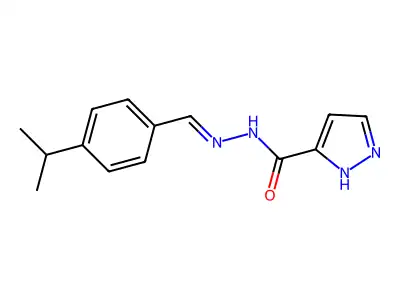 N-[(4-propan-2-ylphenyl)methylideneamino]-1H-pyrazole-5-carboxamide structure