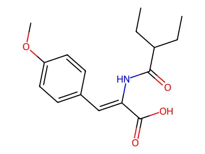 2-(2-Ethylbutanoylamino)-3-(4-methoxyphenyl)prop-2-enoic acid structure