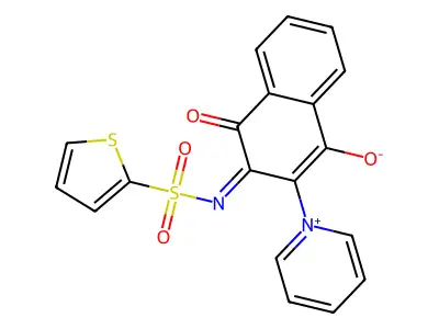[1,4-Dioxo-3-(1-pyridium-1-yl)-1,4-dihydro-2-naphthyl](2-thienylsulfonyl)azanide structure