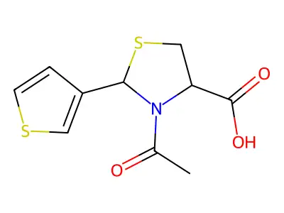 3-Acetyl-2-(thiophen-3-yl)-1,3-thiazolidine-4-carboxylic acid structure