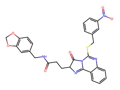 N-[(2H-1,3-benzodioxol-5-yl)methyl]-3-(5-{[(3-nitrophenyl)methyl]sulfanyl}-3-oxo-2H,3H-imidazo[1,2-c]quinazolin-2-yl)propanamide structure