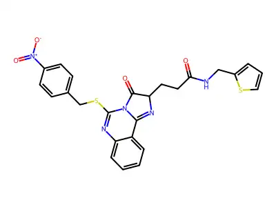 3-(5-{[(4-nitrophenyl)methyl]sulfanyl}-3-oxo-2H,3H-imidazo[1,2-c]quinazolin-2-yl)-N-[(thiophen-2-yl)methyl]propanamide structure