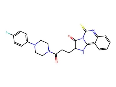 2-{3-[4-(4-fluorophenyl)piperazin-1-yl]-3-oxopropyl}-5-sulfanylidene-2H,3H,5H,6H-imidazo[1,2-c]quinazolin-3-one structure