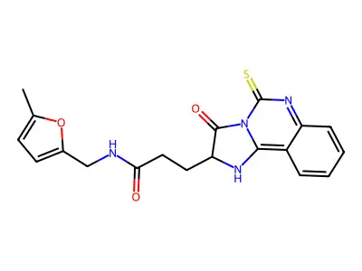 N-[(5-methylfuran-2-yl)methyl]-3-{3-oxo-5-sulfanylidene-2H,3H,5H,6H-imidazo[1,2-c]quinazolin-2-yl}propanamide structure