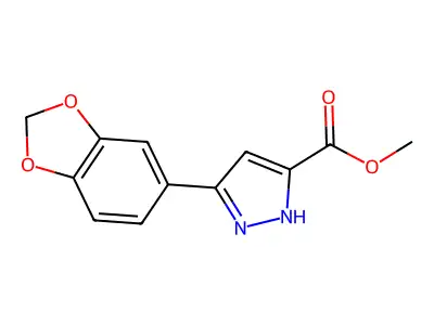 Methyl 5-(benzo[d][1,3]dioxol-5-yl)-1H-pyrazole-3-carboxylate structure