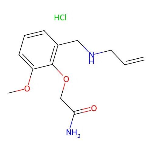2-[2-Methoxy-6-[(prop-2-enylamino)methyl]phenoxy]acetamide;hydrochloride structure