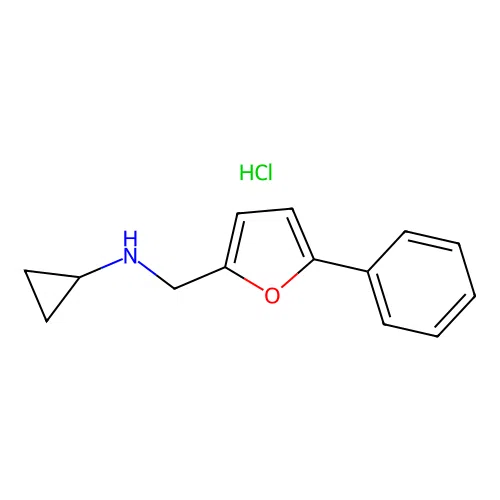 N-((5-phenylfuran-2-yl)methyl)cyclopropanamine hydrochloride structure