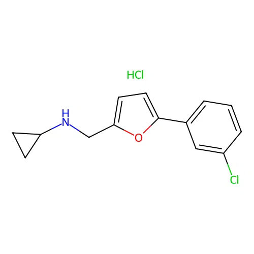 N-((5-(3-chlorophenyl)furan-2-yl)methyl)cyclopropanamine hydrochloride structure