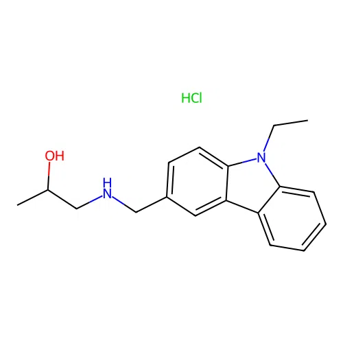 1-(((9-ethyl-9H-carbazol-3-yl)methyl)amino)propan-2-ol hydrochloride structure