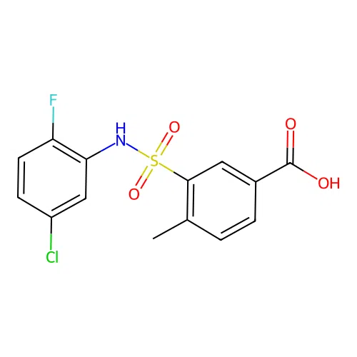 3-[(5-Chloro-2-fluorophenyl)sulfamoyl]-4-methylbenzoic acid structure