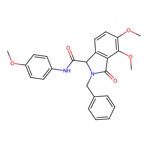 2-benzyl-4,5-dimethoxy-N-(4-methoxyphenyl)-3-oxoisoindoline-1-carboxamide structure