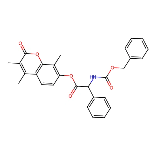 3,4,8-trimethyl-2-oxo-2H-chromen-7-yl 2-(((benzyloxy)carbonyl)amino)-2-phenylacetate structure
