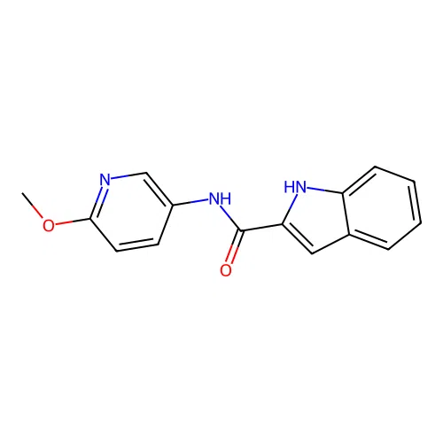 N-(6-methoxypyridin-3-yl)-1H-indole-2-carboxamide structure