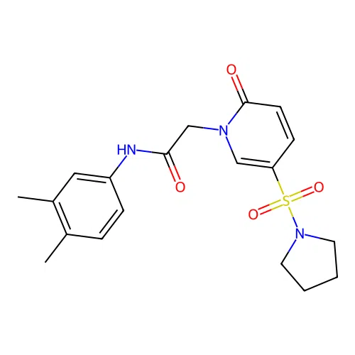 N-(3,4-dimethylphenyl)-2-(2-oxo-5-pyrrolidin-1-ylsulfonylpyridin-1-yl)acetamide structure