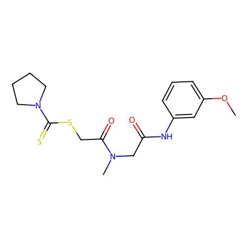 ({[(3-METHOXYPHENYL)CARBAMOYL]METHYL}(METHYL)CARBAMOYL)METHYL PYRROLIDINE-1-CARBODITHIOATE structure